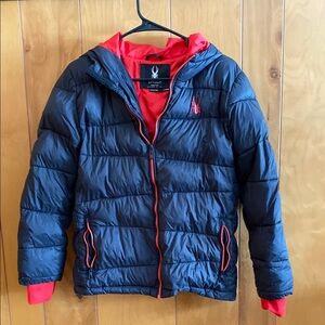 Spyder Black and Red Puffer Jacket